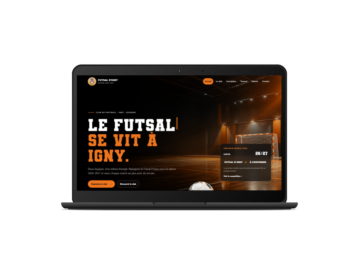 Aperçu du site Futsal d’Igny sur ordinateur