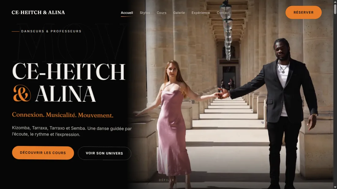 Site web de danse et de cours de Kizomba